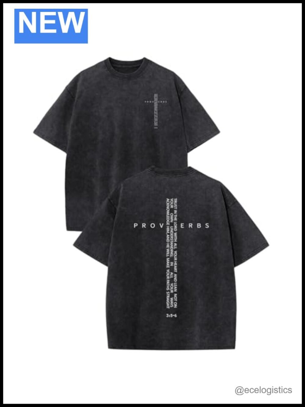 Oversized Acid Wash Cotton Graphic Tee Men Jesus Faith Cross Shirt